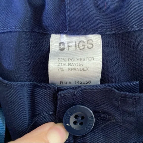 FIGS Unisex L Soft Thread Navy Blue 8 Pocket Drawstring Scrub Pants - Picture 3 of 10